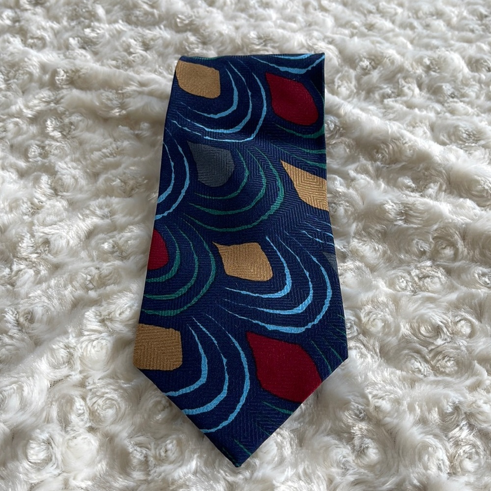 Camarillo  Men’s Silk Tie Printed Navy Multi Color NWT